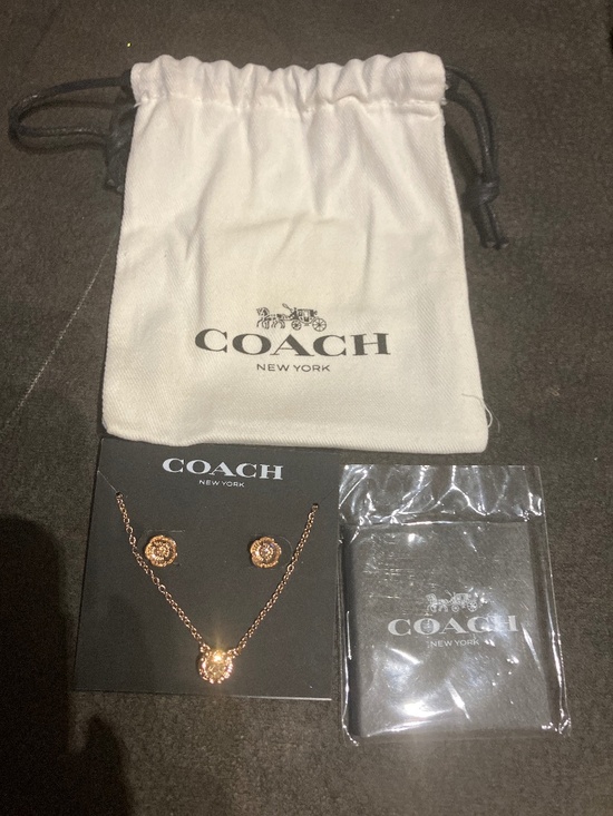 Coach Rose Gold Plated & Cubic Zirconia Necklace & Earring Set - Picture 1 of 7